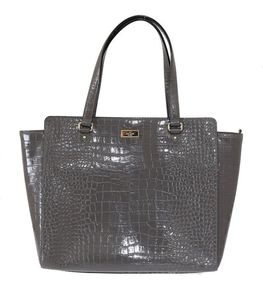 Kate Spade Grey Elissa Bristol Drive Croc Hand Bag