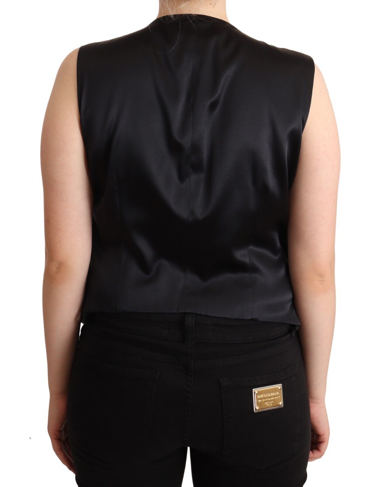 Dolce &amp; Gabbana Black Button Downless Sleeveless Vest Waiscoat Top