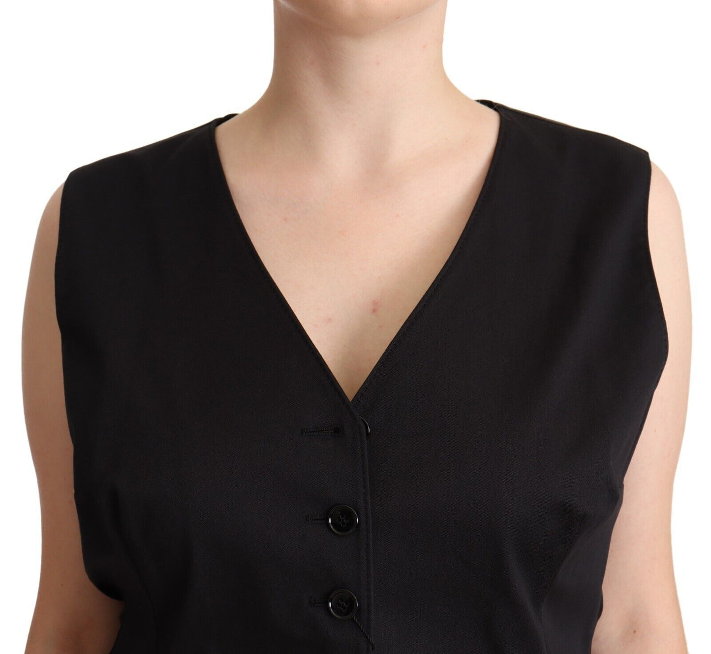 Dolce &amp; Gabbana Black Button Downless Sleeveless Vest Waiscoat Top