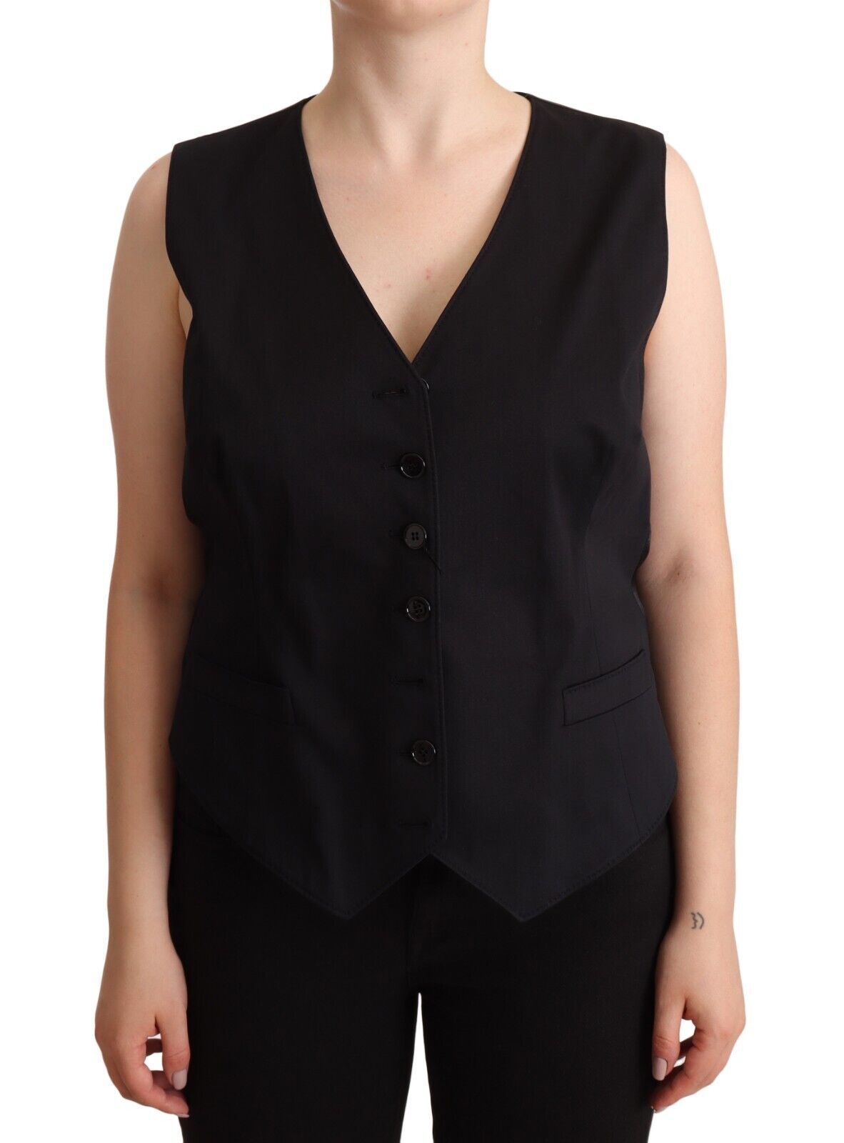 Dolce &amp; Gabbana Black Button Downless Sleeveless Vest Waiscoat Top