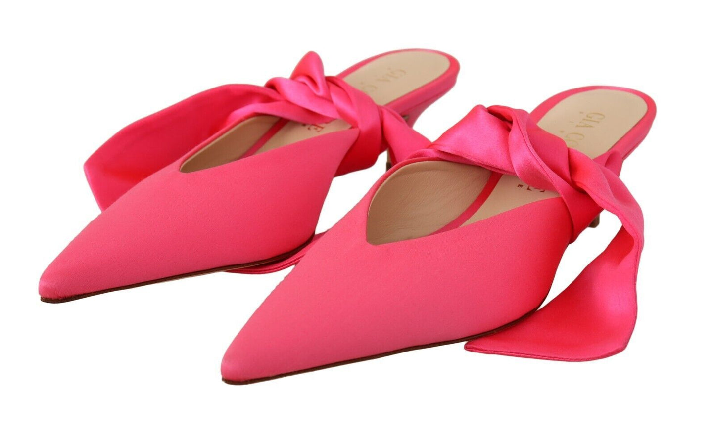 GIA COUTURE Rosa Leder-Schnürschuhe mit Kitten-Heels-Pumps