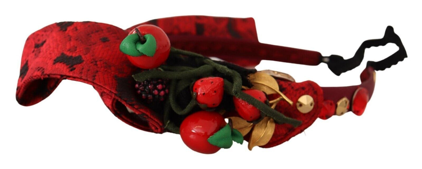 Dolce &amp; Gabbana Red Tiara Berry Fruit Crystal Bow Hair Diadem Headband