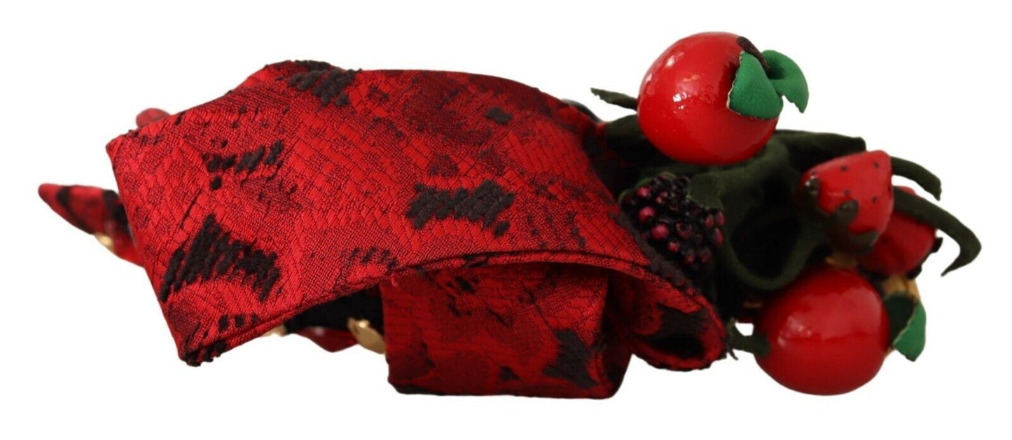 Dolce &amp; Gabbana Red Tiara Berry Fruit Crystal Bow Hair Diadem Headband