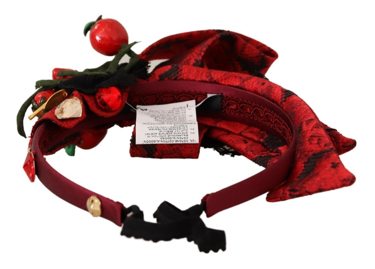 Dolce &amp; Gabbana Red Tiara Berry Fruit Crystal Bow Hair Diadem Headband