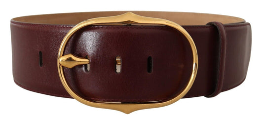 Dolce &amp; Gabbana Dark Brown Leather Gold Metal Buckle Belt