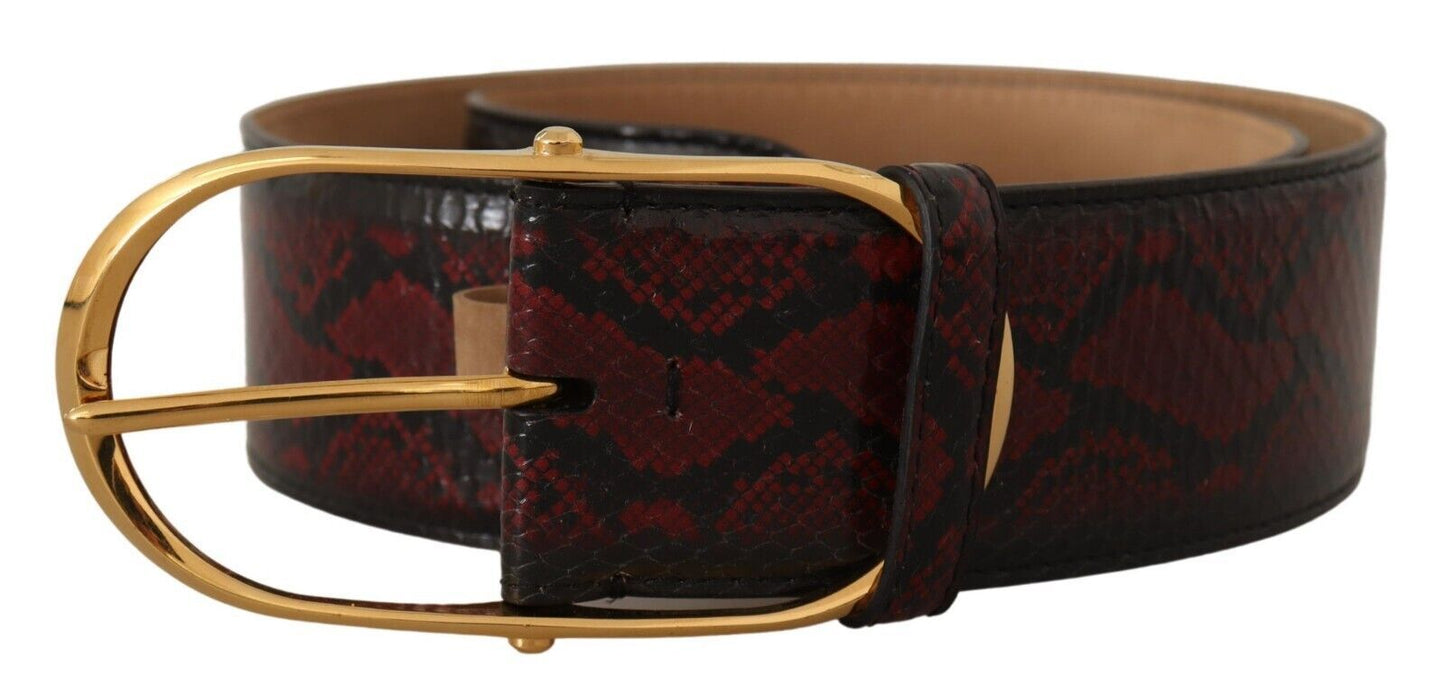 Dolce &amp; Gabbana Red Exotic Leather Gold Oval Buckle Belt