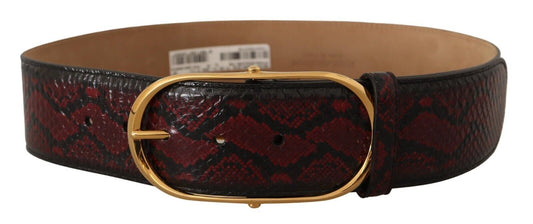 Dolce &amp; Gabbana Red Exotic Leather Gold Oval Buckle Belt