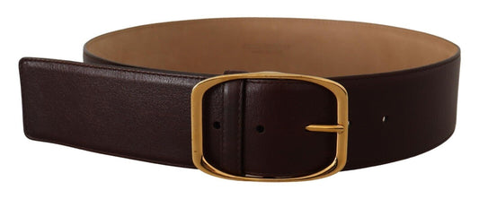 Dolce &amp; Gabbana Dark Brown Leather Gold Metal Buckle Belt