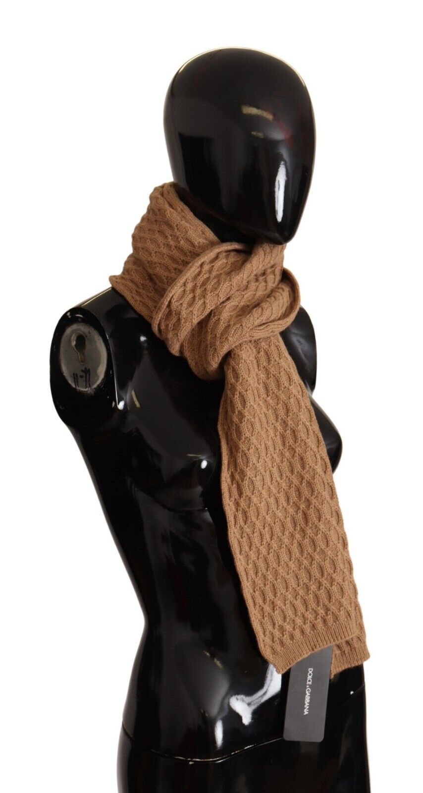 Dolce &amp; Gabbana Dark Brown Wrap Shawl Knitted Camel Scarf