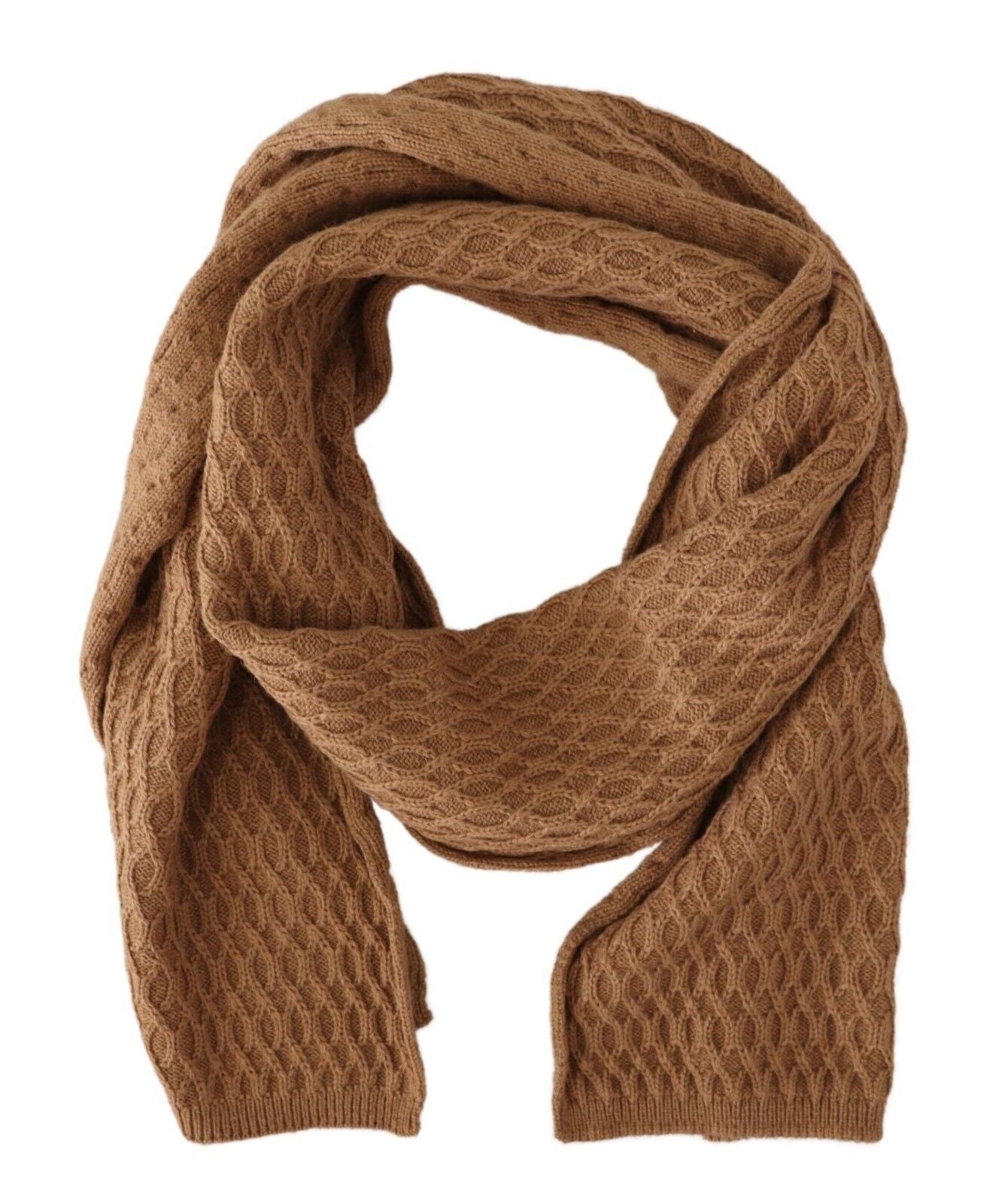 Dolce &amp; Gabbana Dark Brown Wrap Shawl Knitted Camel Scarf