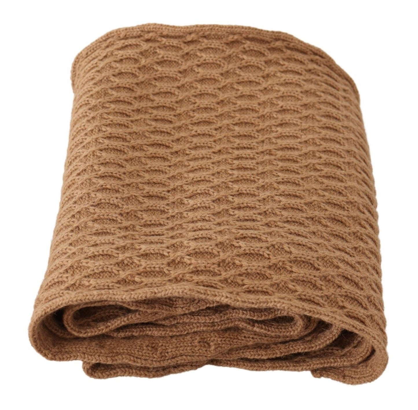 Dolce &amp; Gabbana Dark Brown Wrap Shawl Knitted Camel Scarf