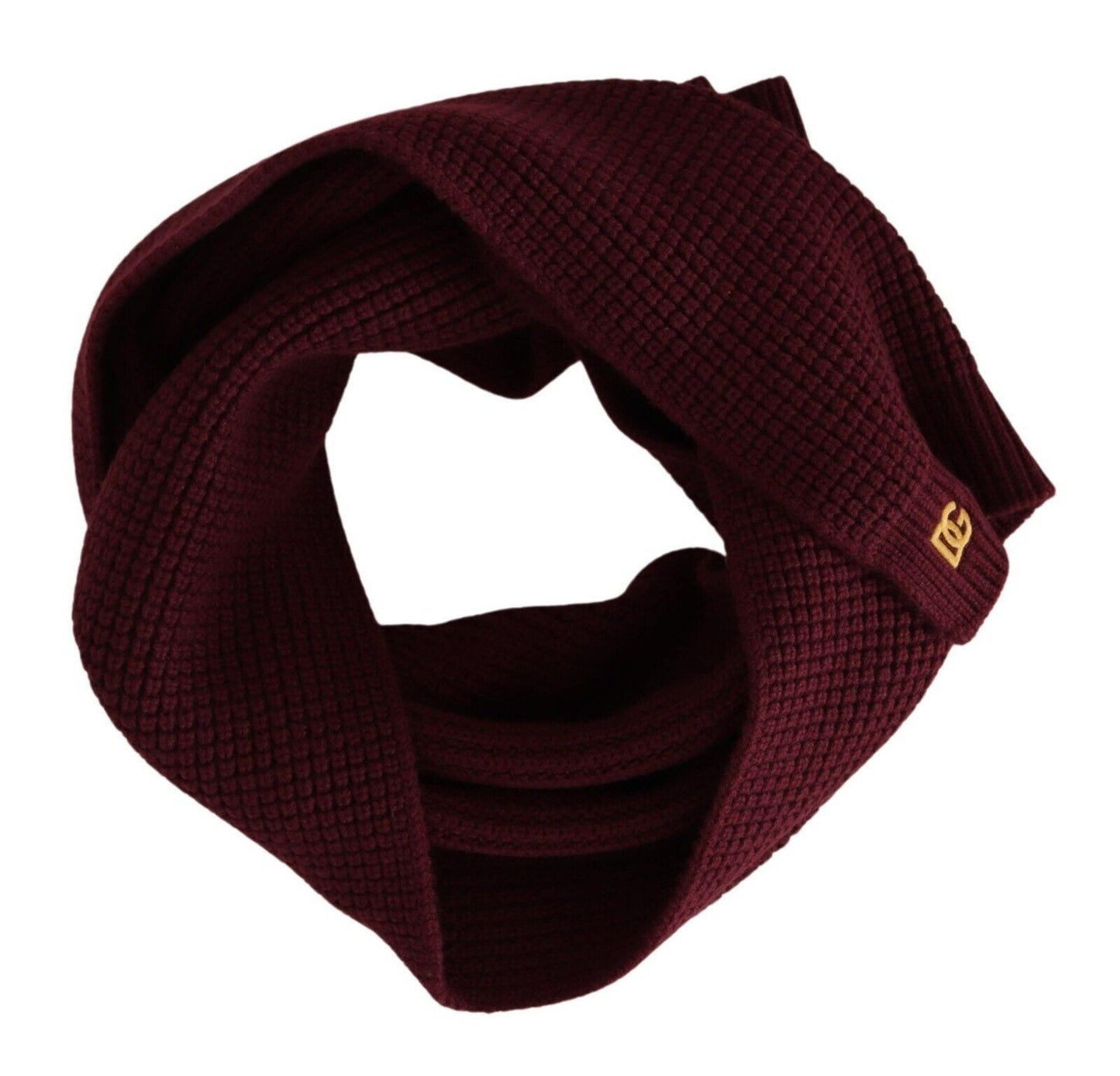 Dolce &amp; Gabbana Dark Red Cashmere Logo Wrap Shawl Knitted Scarf