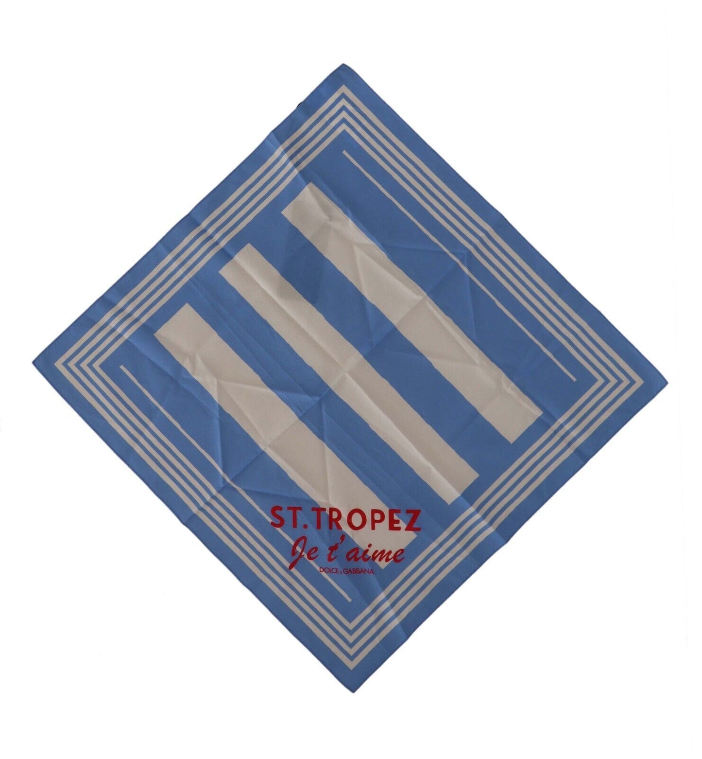 Dolce &amp; Gabbana Blue White Striped St. Tropez Handkerchief Scarf