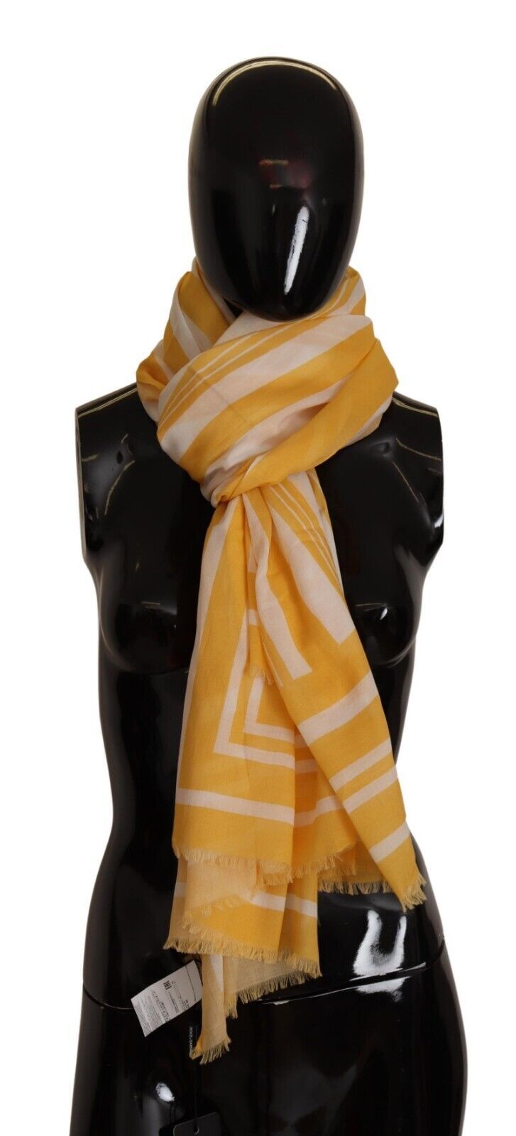 Dolce &amp; Gabbana Yellow White Striped Portocervo Shawl Scarf