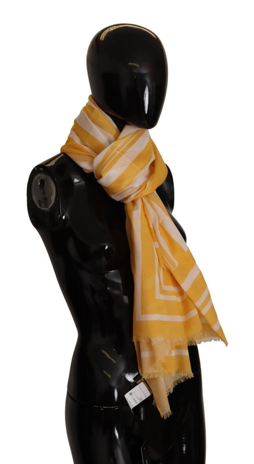 Dolce &amp; Gabbana Yellow White Striped Portocervo Shawl Scarf