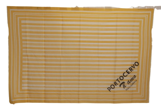 Dolce &amp; Gabbana Yellow White Striped Portocervo Shawl Scarf