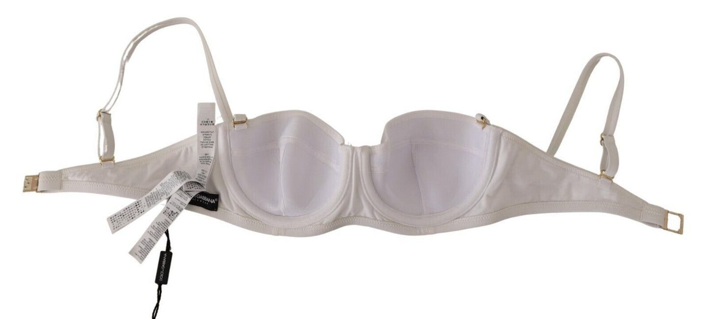 Dolce &amp; Gabbana White Nylon Semi Pad Balconnet Bra Underwear