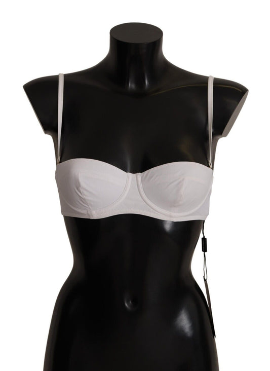 Dolce &amp; Gabbana White Nylon Semi Pad Balconnet Bra Underwear