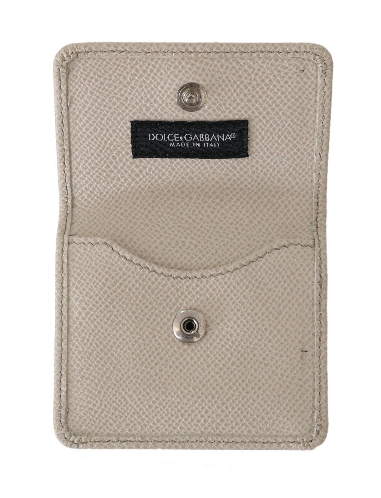 Dolce &amp; Gabbana White Dauphine Leather Holder Pocket Wallet Condom Case