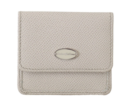 Dolce &amp; Gabbana White Dauphine Leather Holder Pocket Wallet Condom Case