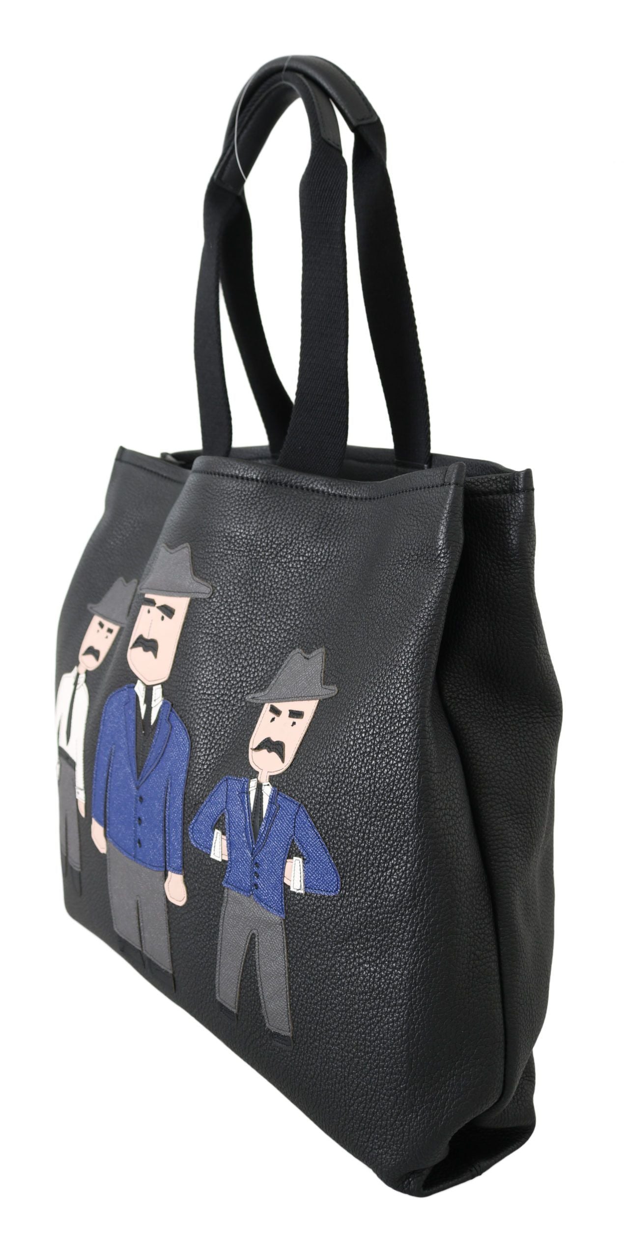 Dolce &amp; Gabbana Black Leather Travel Shopping Gym #DGFAMILY Tote Bag