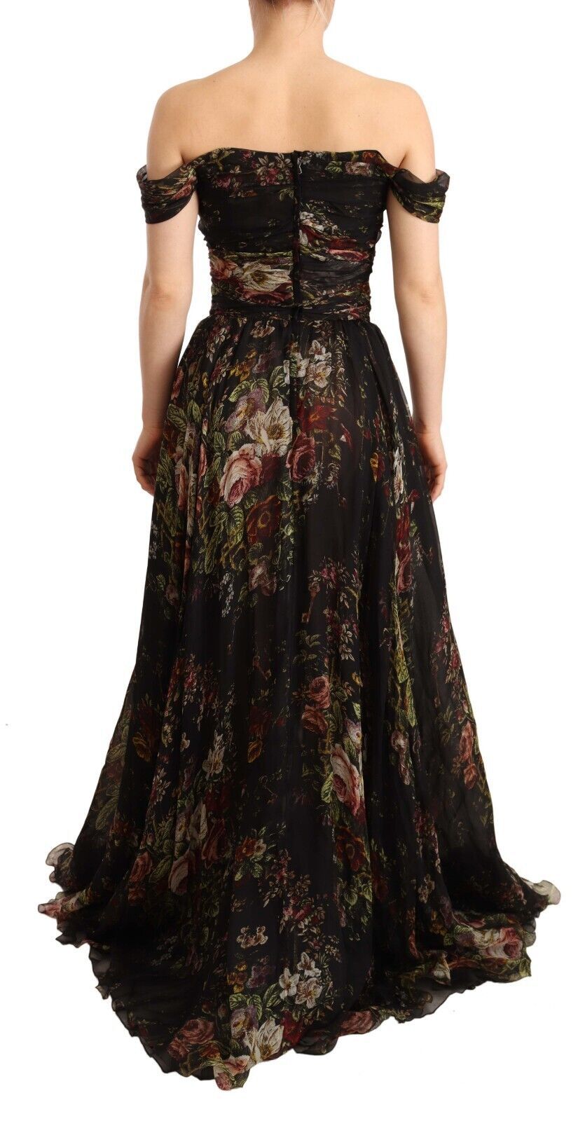 Dolce &amp; Gabbana Multicolored Floral Off Shoulder Gown Dress