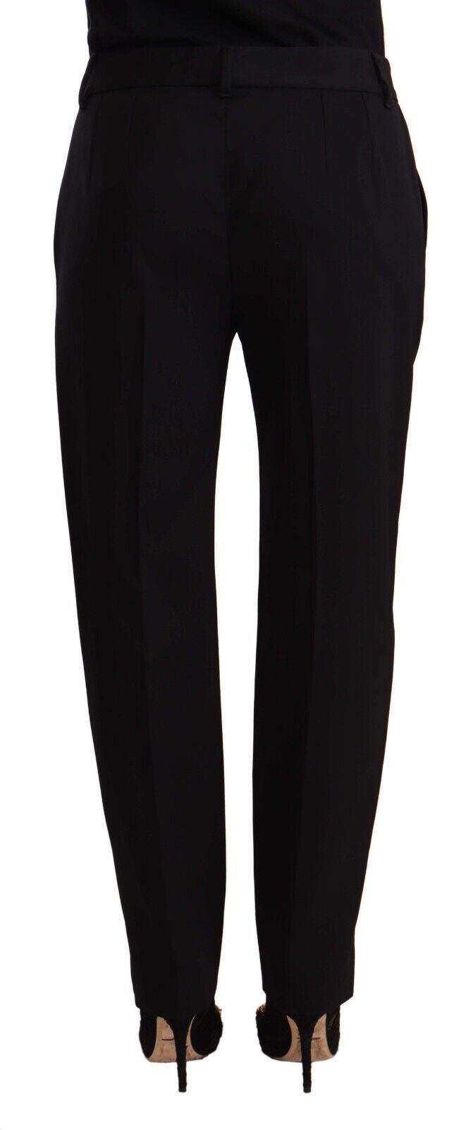 Dolce &amp; Gabbana Black Mid Waist Skinny Trouser Wool Pants