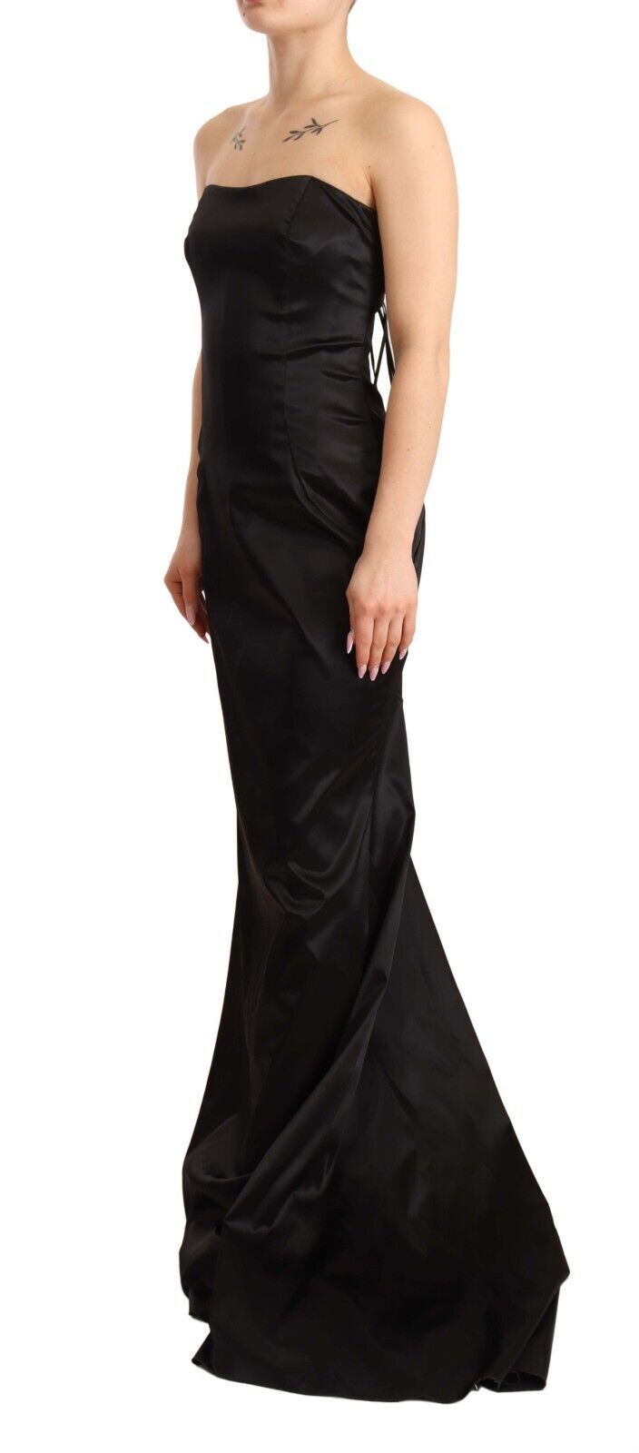 Dolce &amp; Gabbana Black Silk Stretch Sheath Mermaid Gown Dress