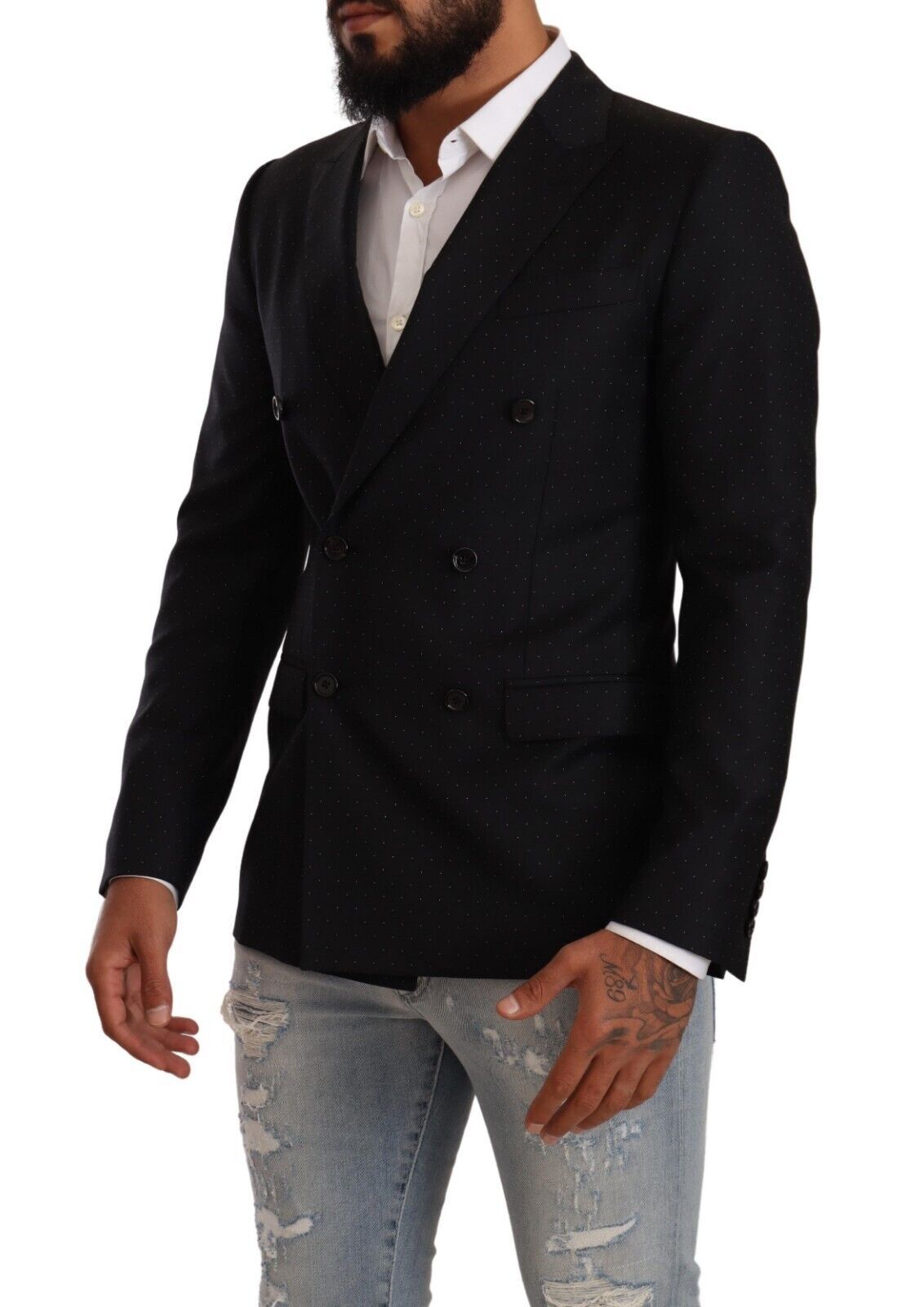 Dolce &amp; Gabbana Black Dotted Double Breasted MARTINI Jacket