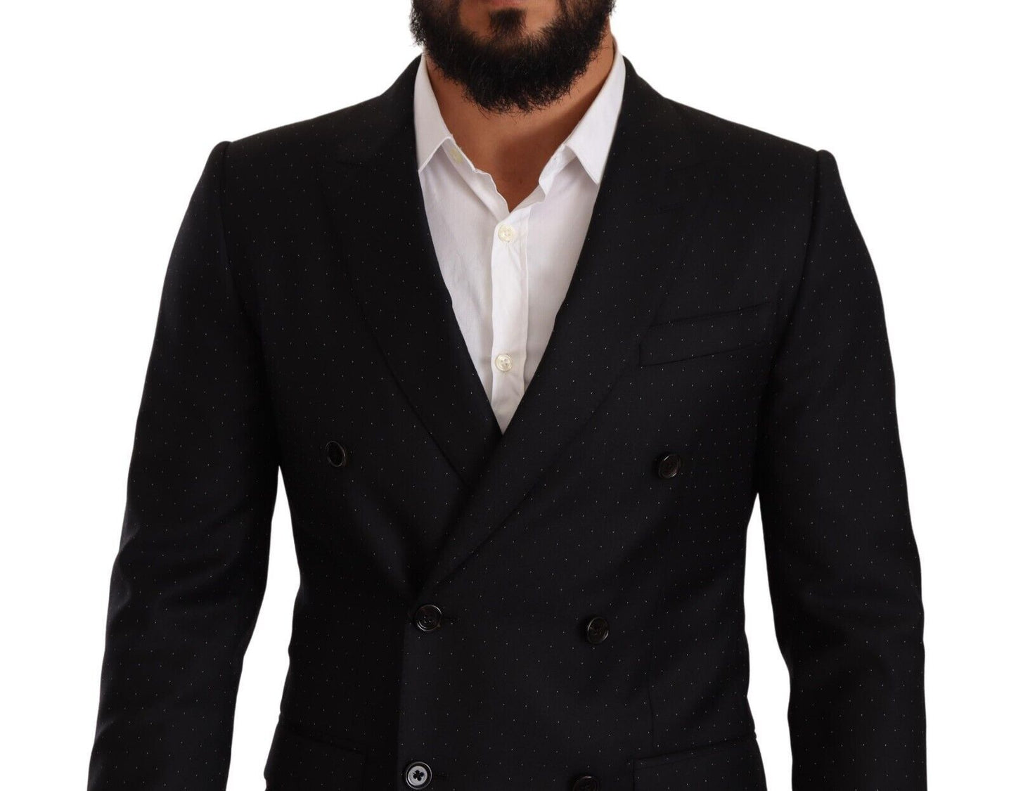 Dolce &amp; Gabbana Black Dotted Double Breasted MARTINI Jacket