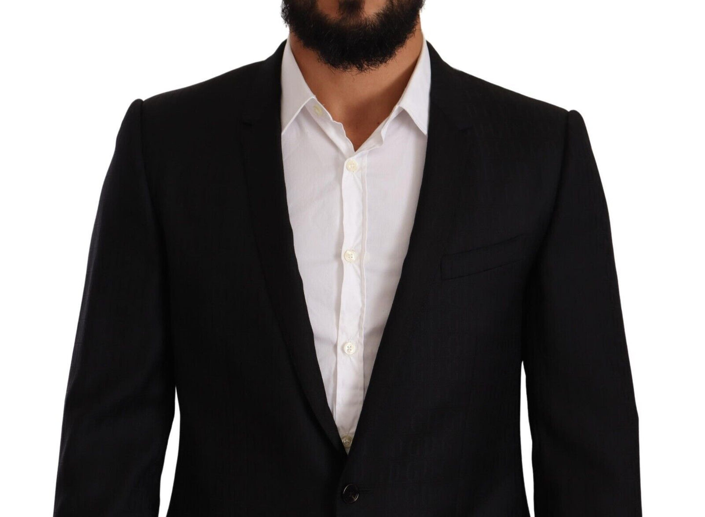 Dolce &amp; Gabbana Black Wool Single Breasted Suit GOLD Jacket