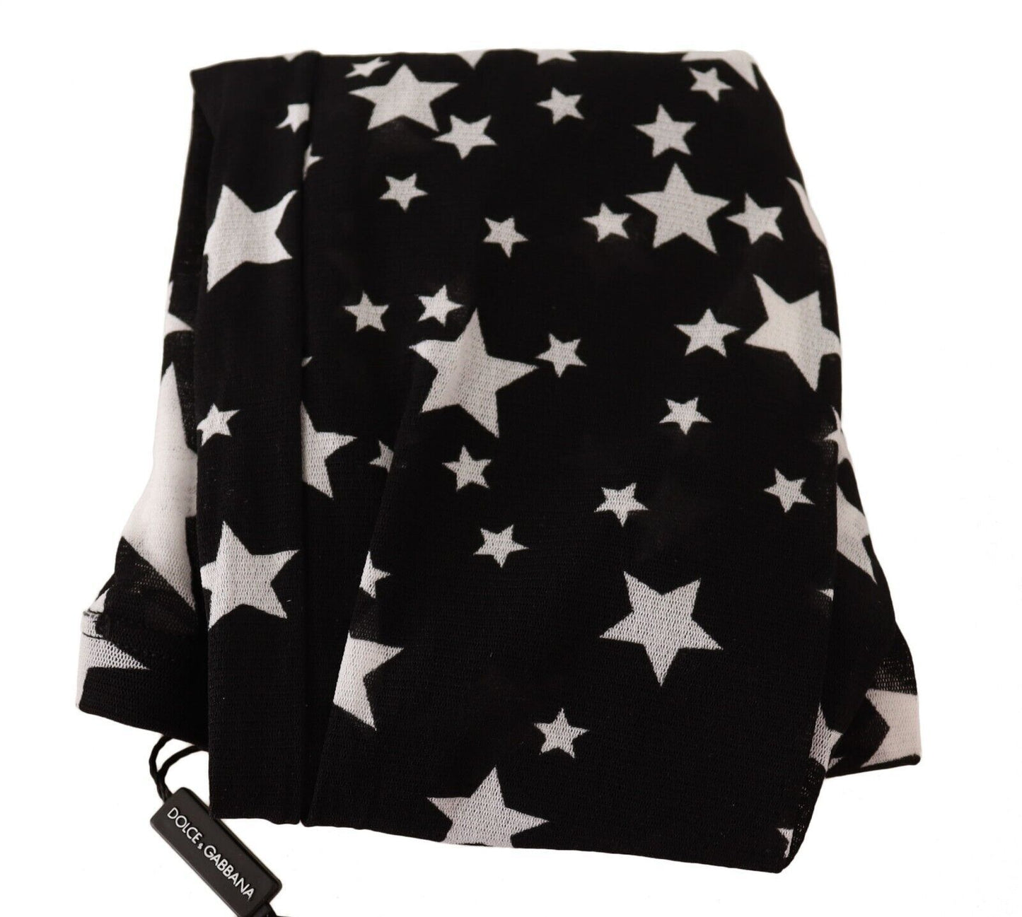 Dolce &amp; Gabbana Black White Stars Print Nylon Stockings