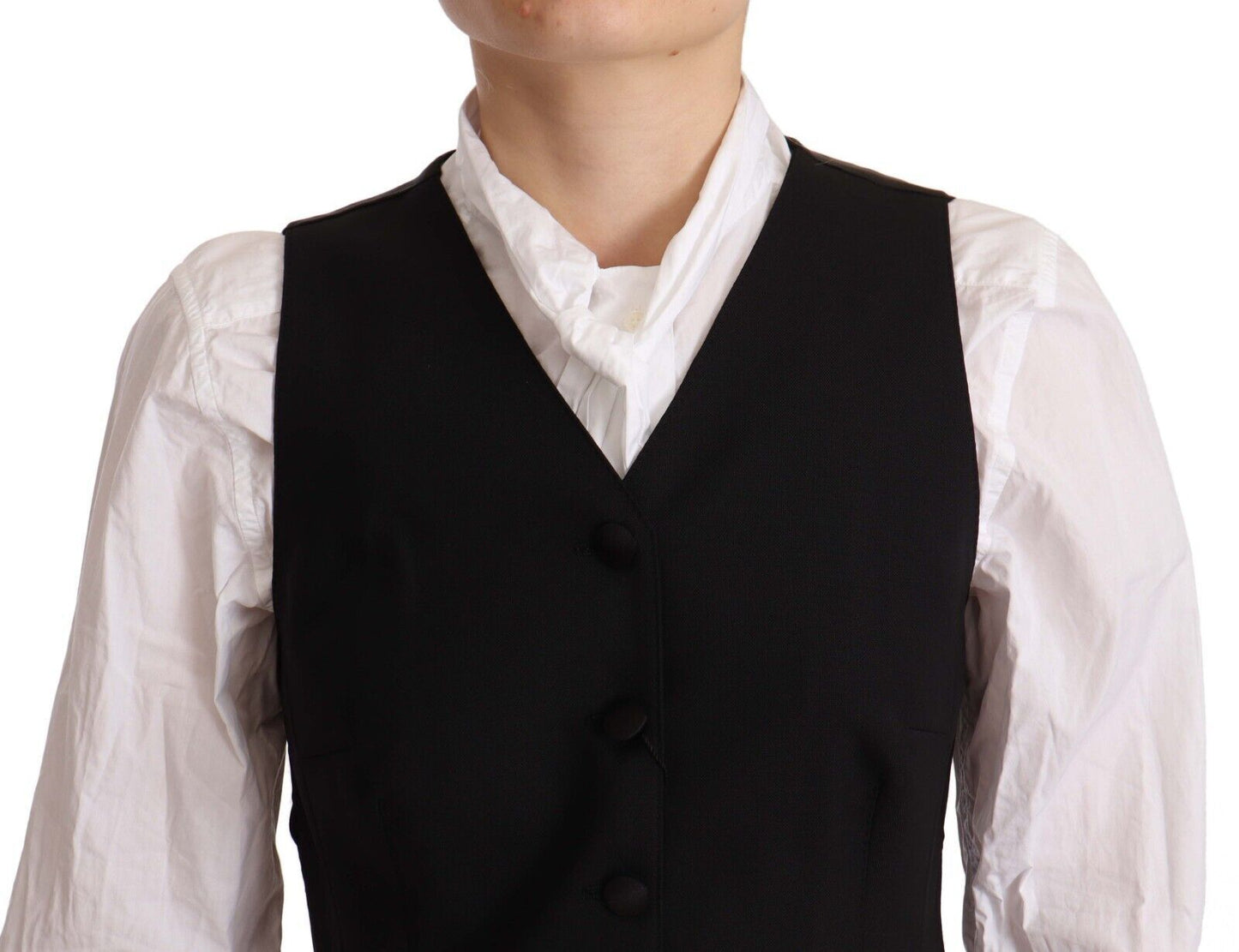 Dolce & Gabbana Elegant Black Wool Blend Waistcoat