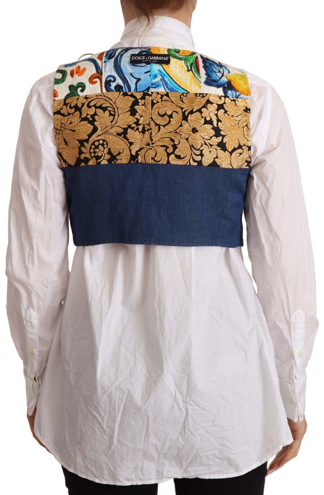 Dolce &amp; Gabbana Multicolor Embellished Waist Coat Cotton Top