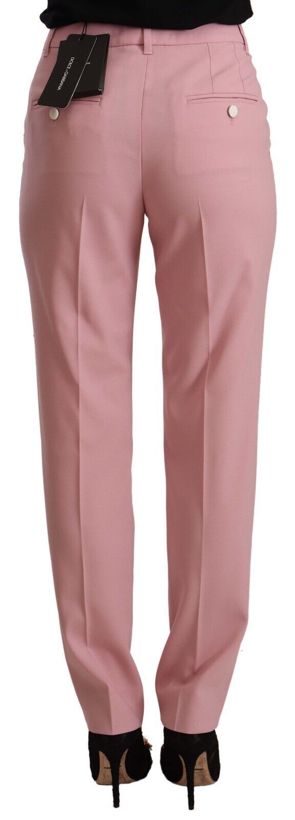 Dolce &amp; Gabbana Pink Wool Stretch High Waist Trouser Pants