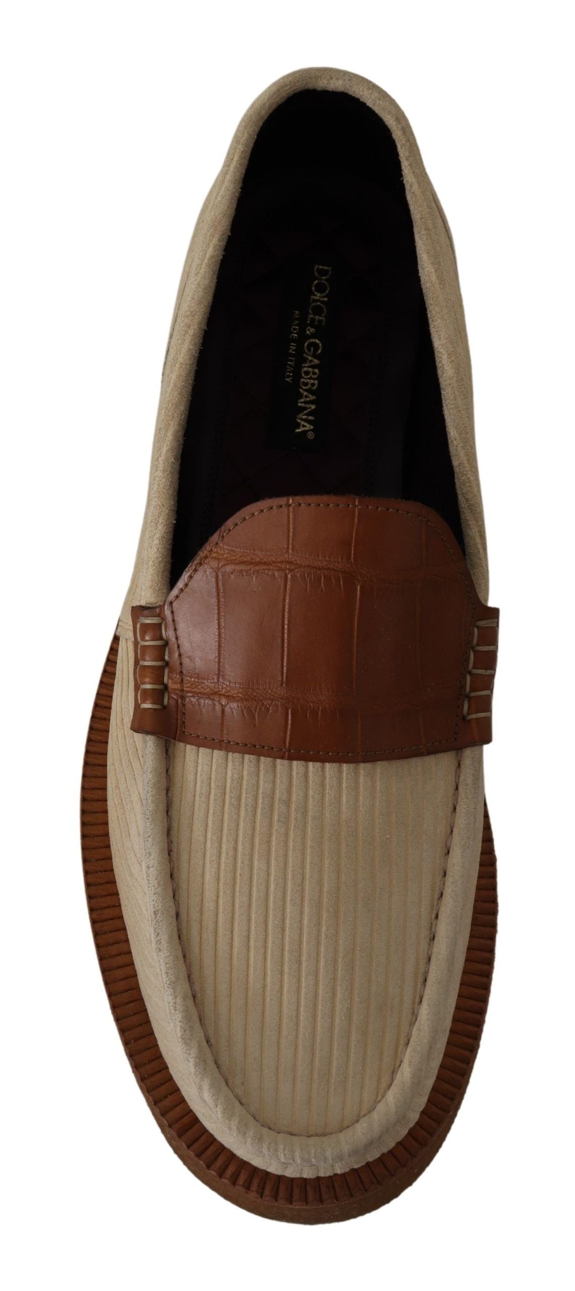 Dolce &amp; Gabbana White Brown Fox Moccasins Loafers Shoes