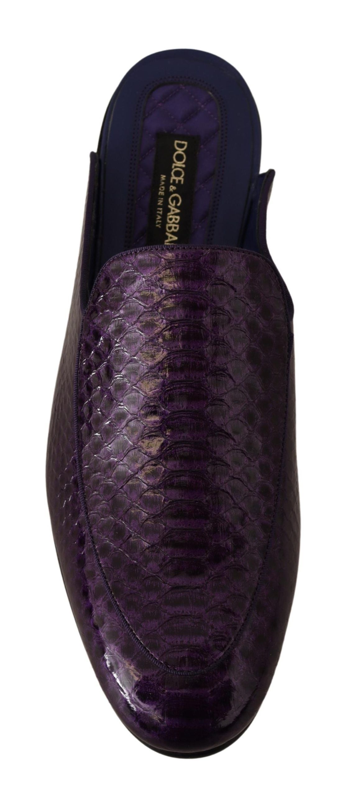 Dolce &amp; Gabbana Purple Exotic Leather Flats Slides Shoes