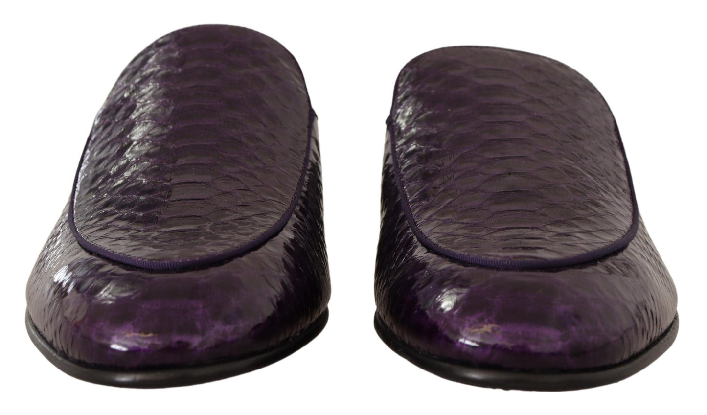 Dolce & Gabbana Purple Exotic Python Leather Slides