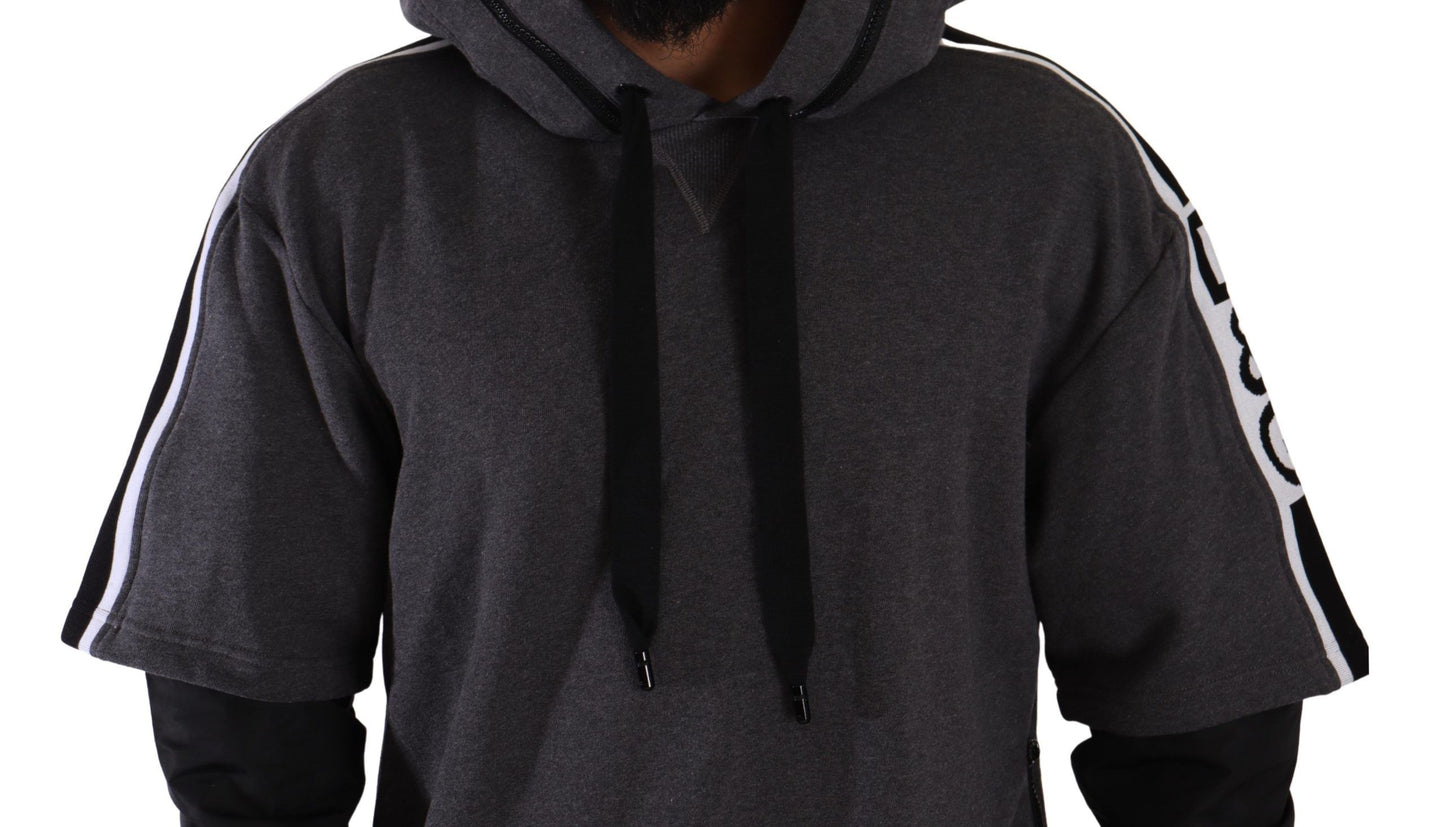 Dolce &amp; Gabbana Grey Black Cotton Hooded #DGMILLENNIALS Sweater