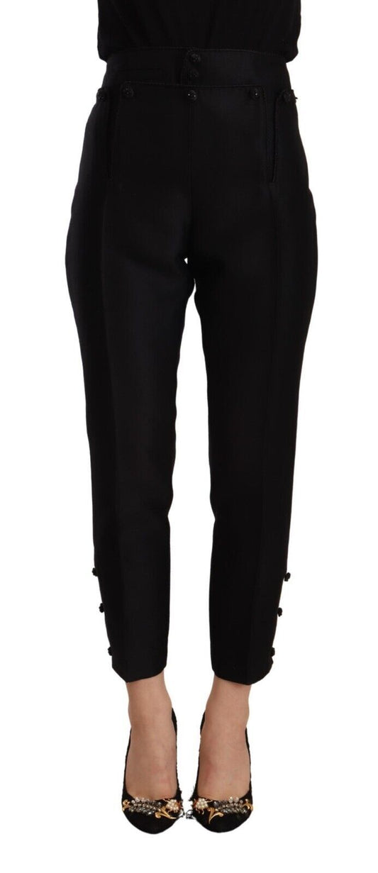 Dsquared² Schwarze Skinny-Damenhose aus Wolle mit hoher Taille