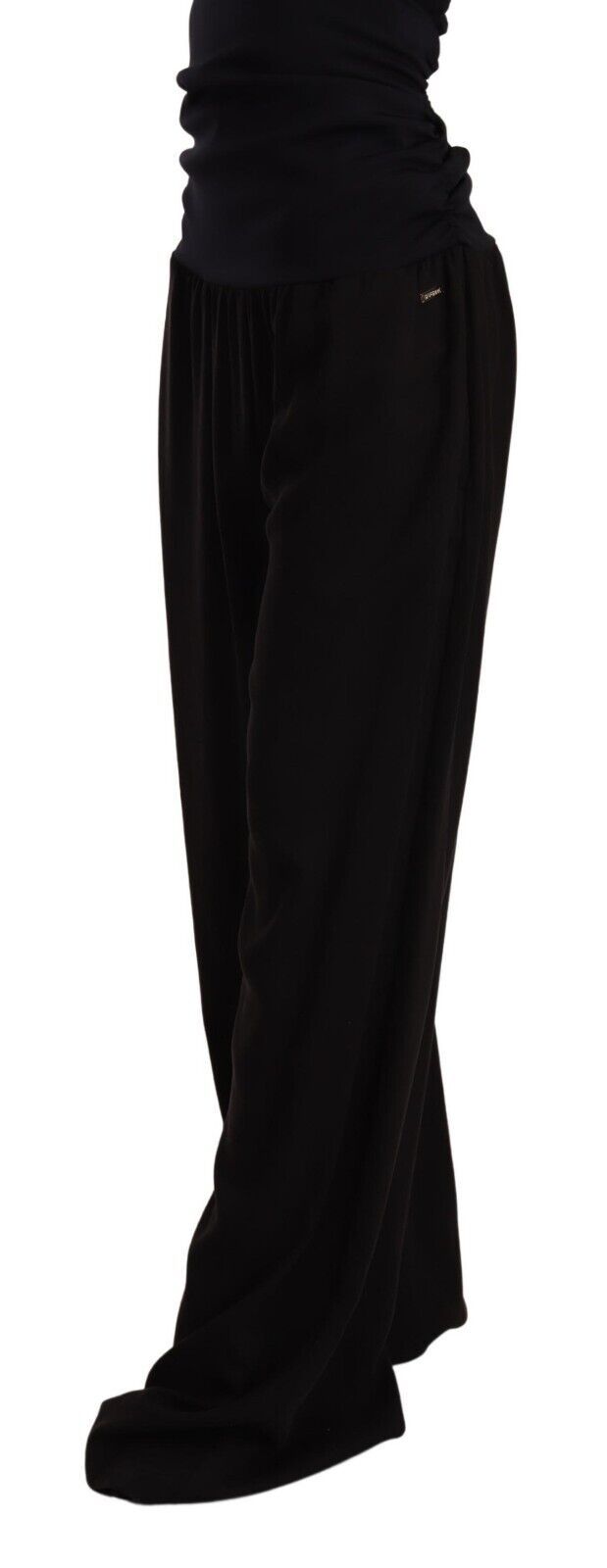 GF Ferre Black High Waist Straight Long Dress Pantalon na Pantalon