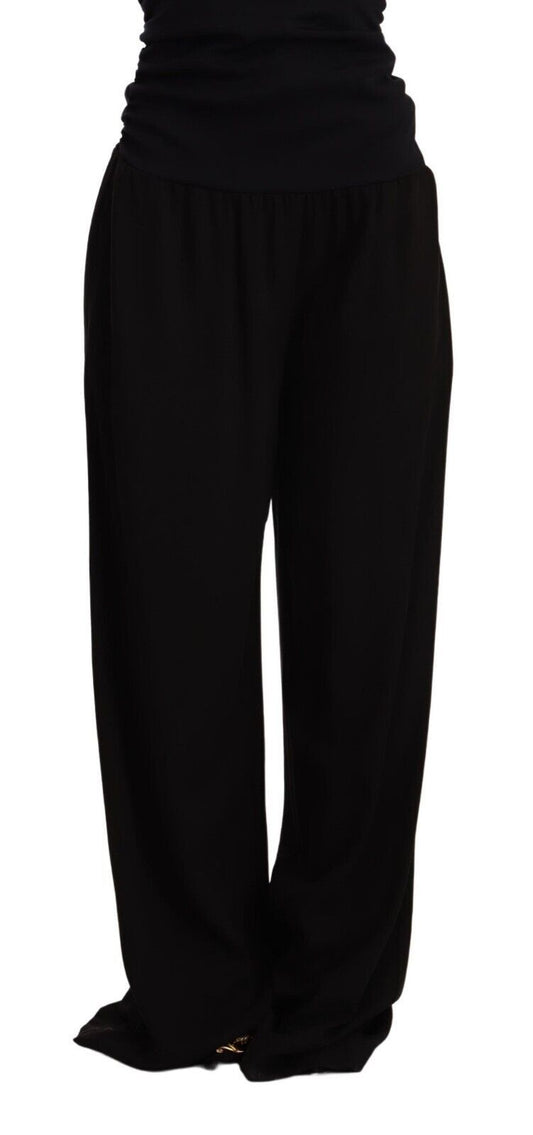 GF Ferre Black High Waist Straight Long Dress Pantalon na Pantalon