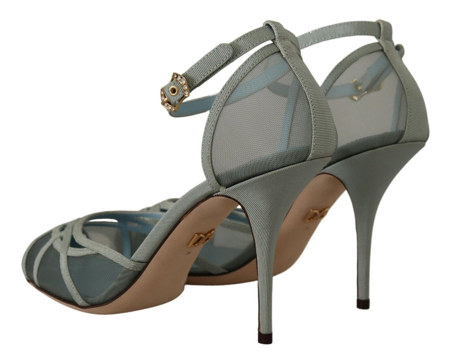 Dolce &amp; Gabbana Blue Mesh Ankle Strap Heels Sandals Shoes