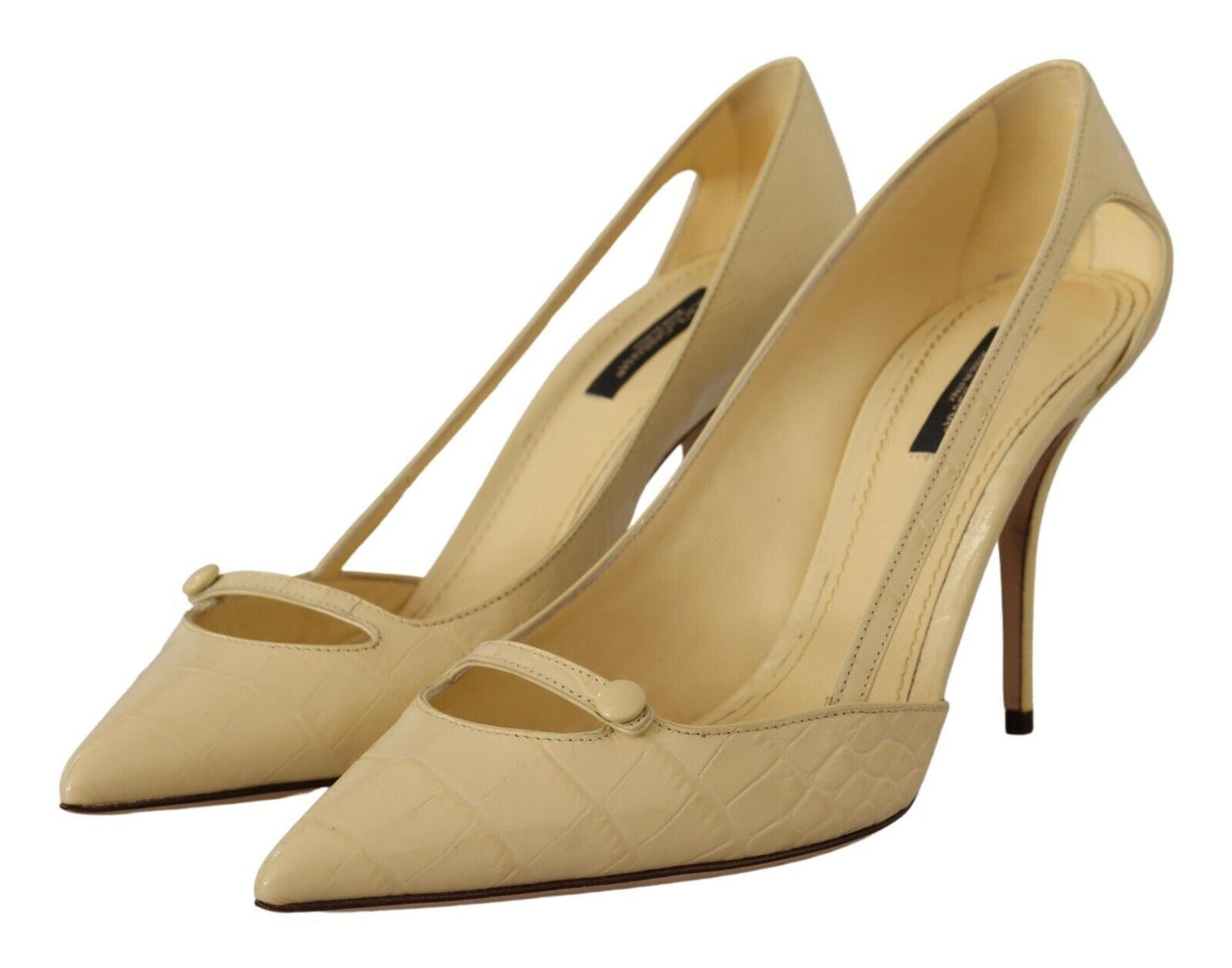 Dolce &amp; Gabbana Yellow Exotic Leather Stiletto Heel Pumps Shoes