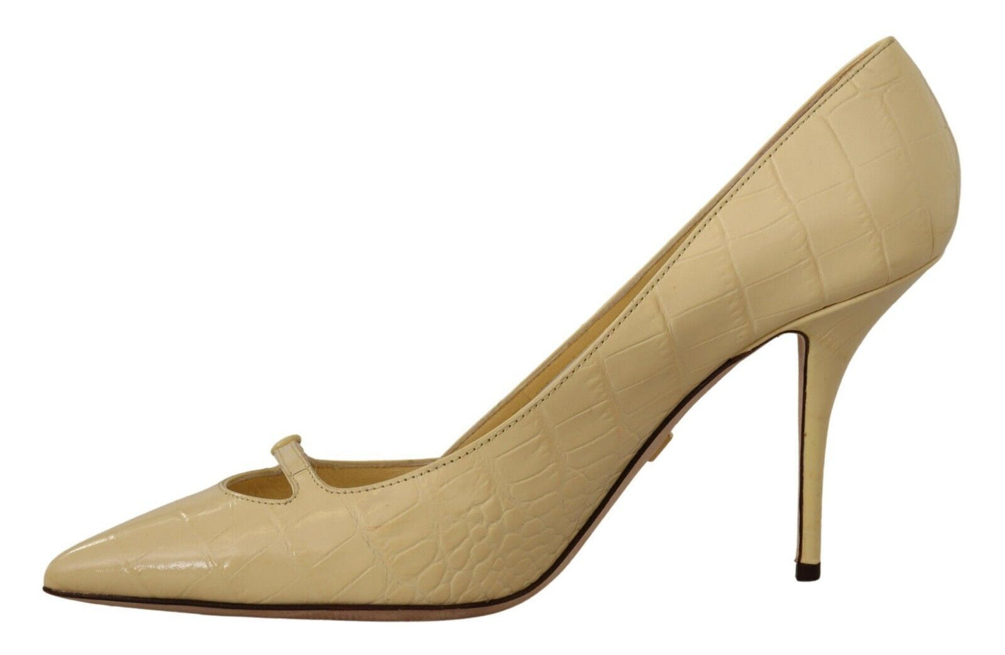 Dolce &amp; Gabbana Yellow Exotic Leather Stiletto Heel Pumps Shoes