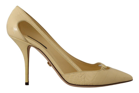 Dolce &amp; Gabbana Yellow Exotic Leather Stiletto Heel Pumps Shoes