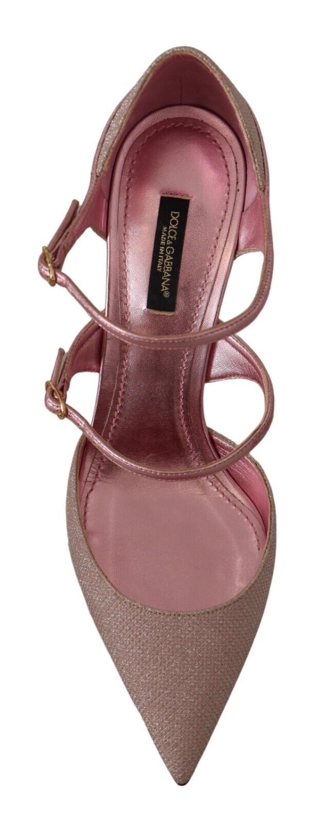 Dolce &amp; Gabbana Pink Glittered Strappy Sandals Mary Jane Shoes