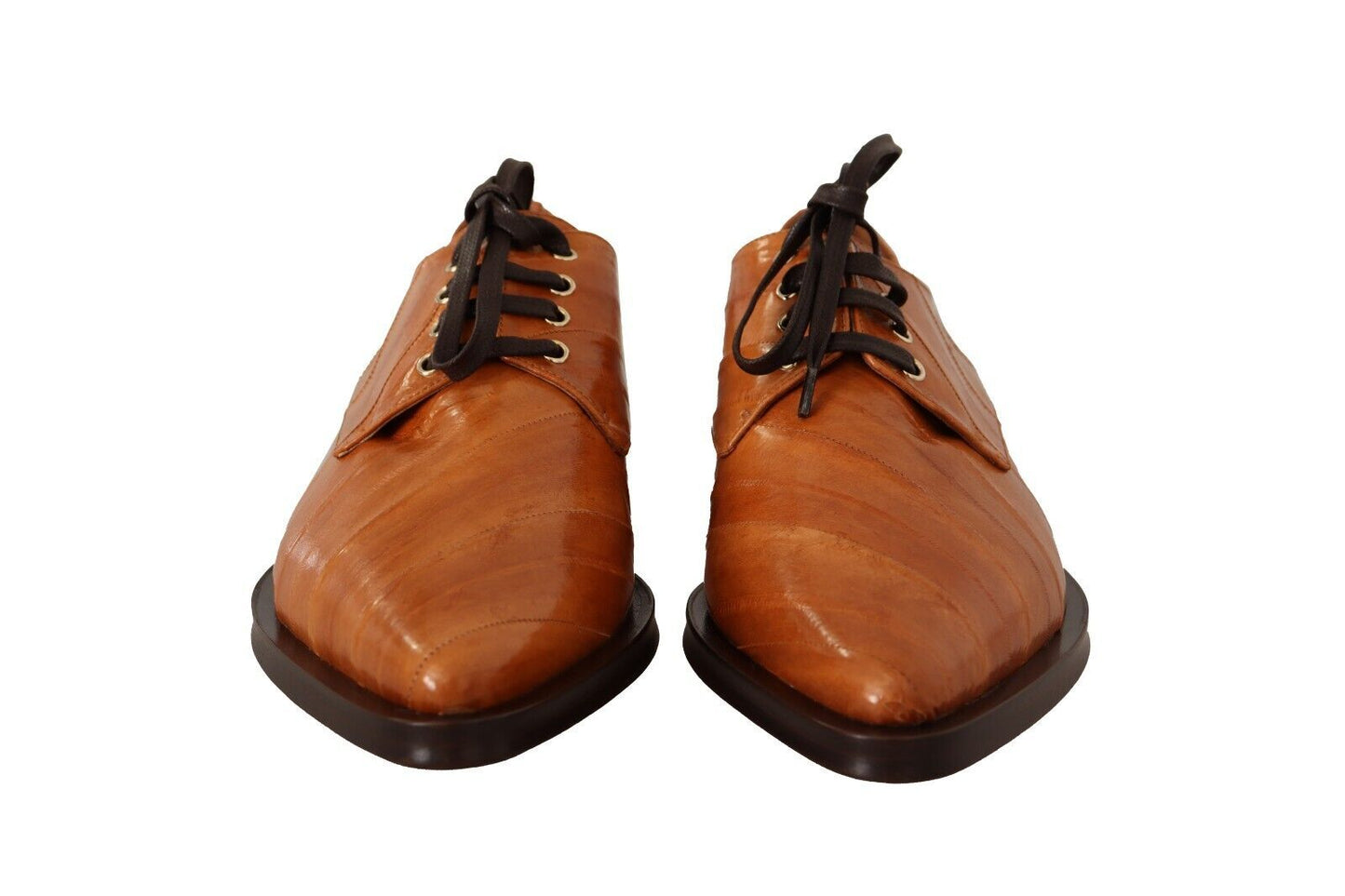 Dolce &amp; Gabbana Brown Eel Leather Lace Up Formal Shoes