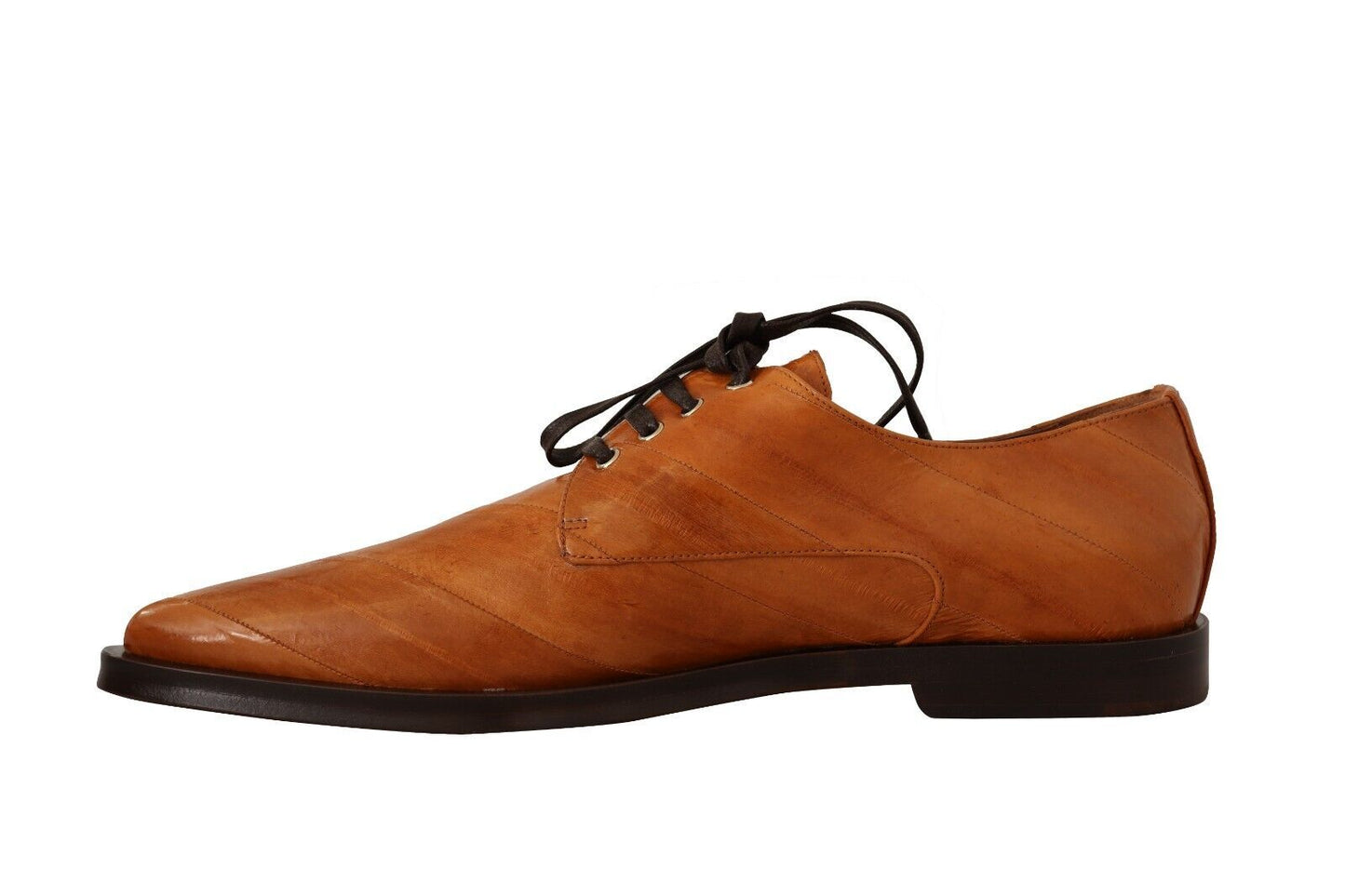 Dolce &amp; Gabbana Brown Eel Leather Lace Up Formal Shoes