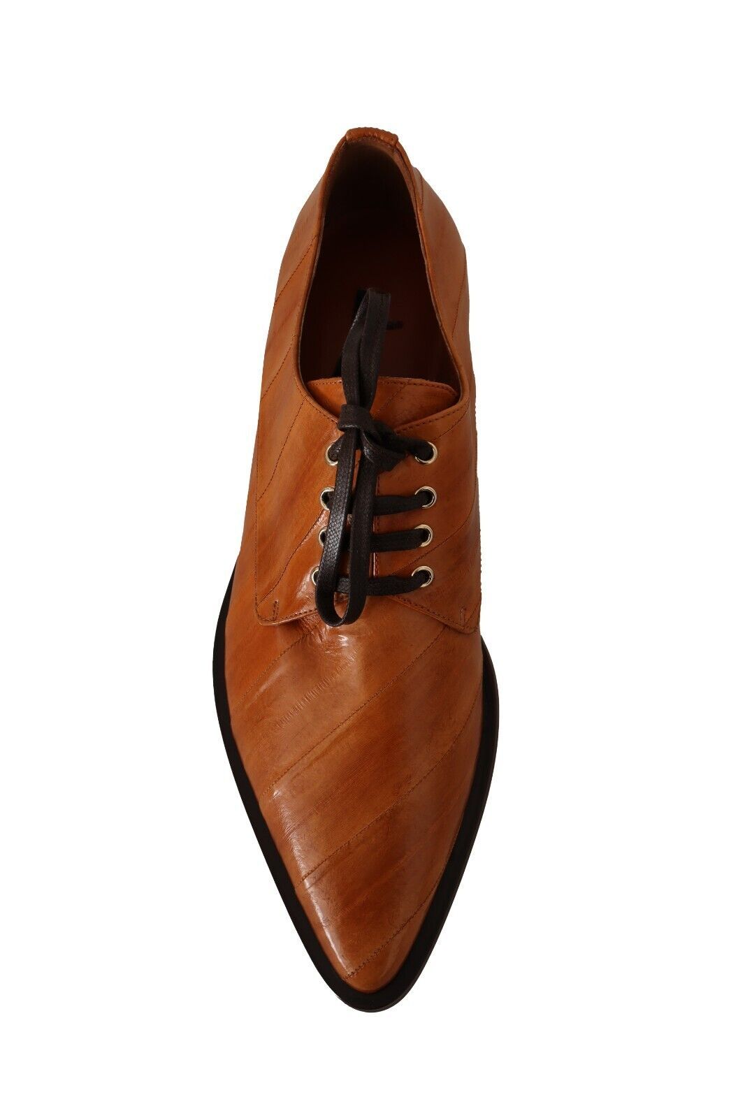 Dolce &amp; Gabbana Brown Eel Leather Lace Up Formal Shoes